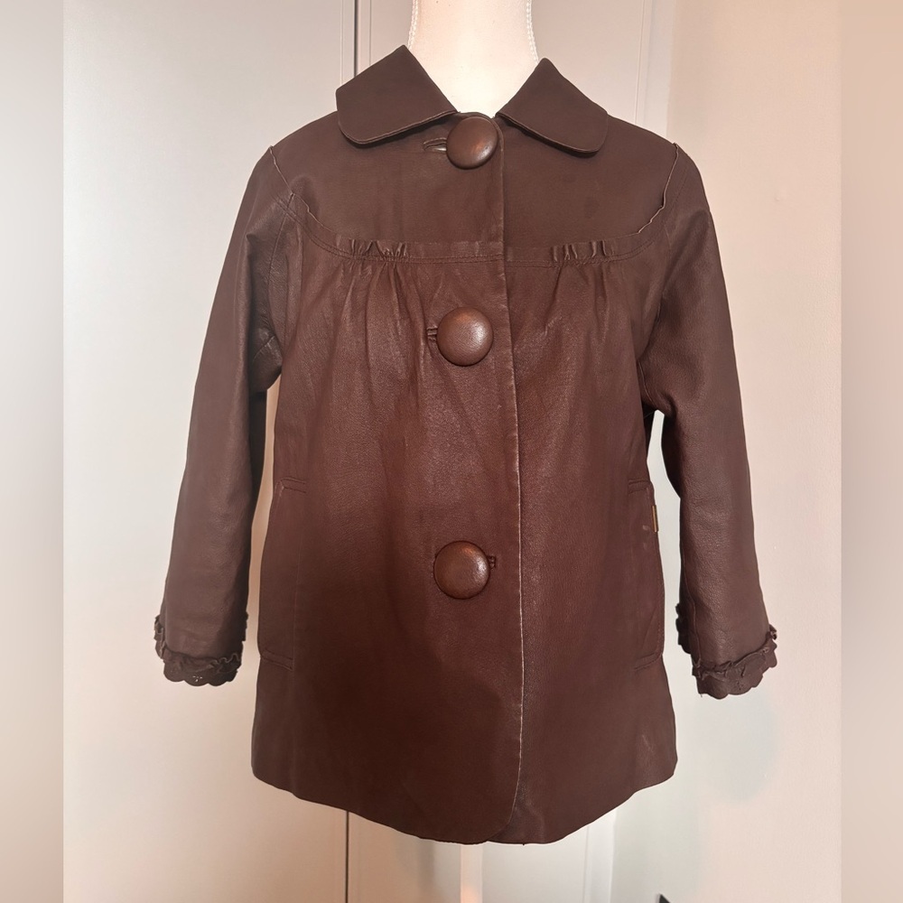 Elegant Brown NAF NAF Leather Jacket for Women